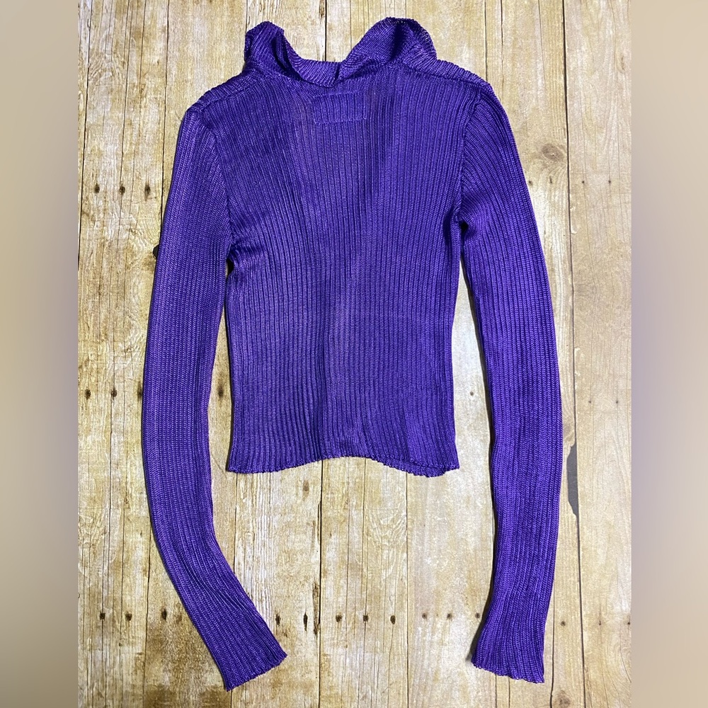 Purple Ribbed Women's Cardigan - Picture 6 of 10